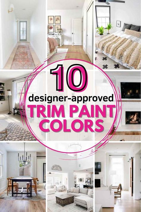 Baseboards And Trim Color Ideas, Trim Paint Color Ideas, Best Trim Paint, Paint Colors With White Trim, Interior Trim Ideas, Best Paint For Trim, Door And Trim Paint, Window Trim Paint, White Baseboards