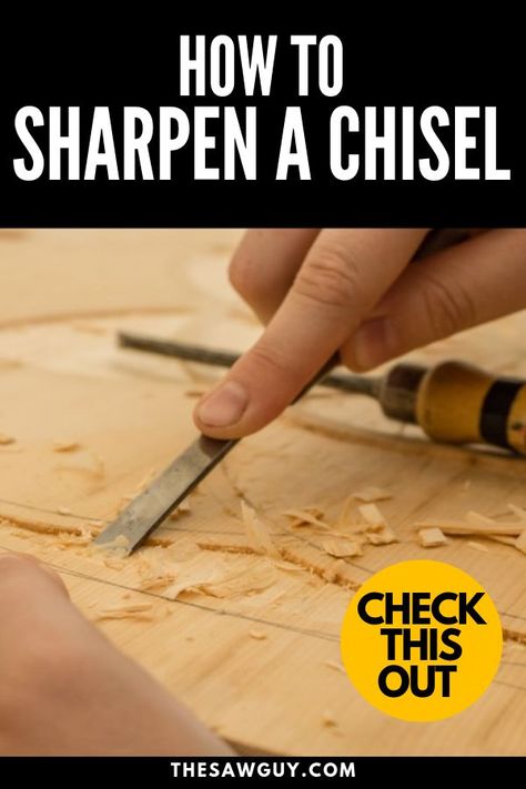 Chisels are versatile woodworking hand tools. They must always be sharp, as using a dull one can make the job more difficult and even dangerous. Click on for our guide on how to sharpen a chisel. #thesawguy #howtosharpenachisel #woodworkingtips #toolguide #howtosharpentools #chisel #carpentry #woodworkingtools Sharpen Chisel, Working Garage, Chisel Sharpening, Woodworking Chisels, Wood Carving Tools Knives, Woodworking Basics, Woodworking Hand Tools, Popular Woodworking, Wood Carving Tools