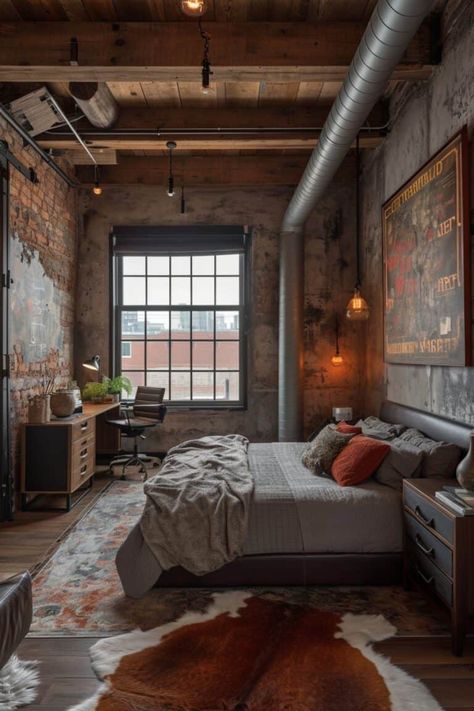 15 Master Bedroom Ideas That Redefine Relaxation And Elegance | DIY Vibes Boho Loft Apartment, Loft Aesthetic, Relaxing Spaces, Industrial Style Bedroom, Boho Bedrooms, Brick Ideas, Bedroom Paint Colors Master, Casa Loft, New York Loft