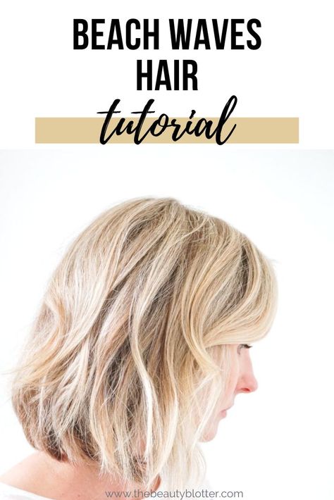 Easy beach waves hair video tutorial for medium length hair with a curling iron. #hairtutorial #beachwaves #hair Messy Beach Waves, Easy Beach Waves, Beach Waves For Short Hair, Fashionable Mom, Beach Waves Tutorial, Beach Waves Hair, Beach Waves Hair Tutorial, Waves Tutorial, Short Hair Waves