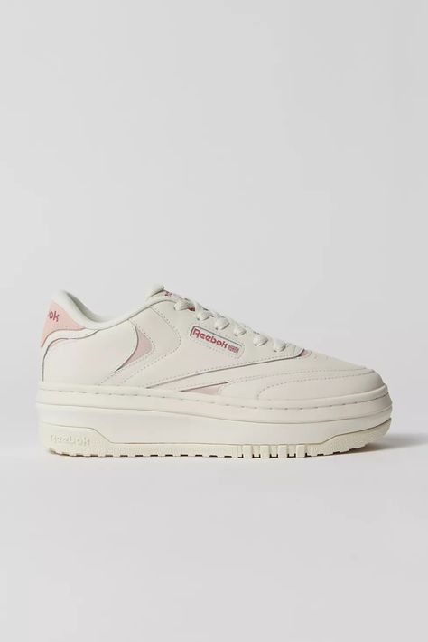 Reebok Club C Extra Platform Sneaker | Urban Outfitters Canada Reebok Club C Extra, Tennis Sneakers, Reebok Club C, Green Fits, Club C, Platform Sneaker, Cotton Lace, Designer Shoes, Running Shoes