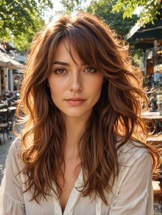 Easy Long Bangs Hairstyles, Medium Length Side Part With Bangs, Curtain Bangs In Long Hair, Hairstyles For Women With Long Hair, Curtain Bangs Long Face Shapes, Long Hairstyles For Long Faces, Hair Styles For 35 Year Old Women, Bangs On Women, Hair Cuts Long Bangs