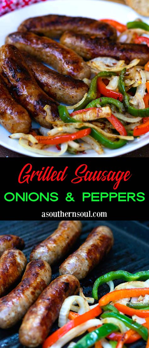 Grilling Italian Sausage, Sausage And Peppers On The Grill, Grilled Italian Sausage And Peppers, Italian Brats Recipes, What To Serve With Sausage And Peppers, Sides For Italian Sausage, Brats With Peppers And Onions, Smoked Italian Sausage, Grilled Peppers Recipe