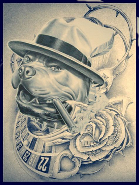 Pitbull Drawing, Pitbull Tattoo, Pitbull Art, Prison Art, Chicano Style Tattoo, Cholo Art, Lowrider Art, Chicano Tattoo, Chicano Tattoos