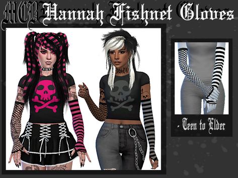 The Sims Resource - Hannah Fishnet Gloves Scene Pants, Scene Shirt, Sims 4 Tattoos, Fishnet Gloves, Striped Gloves, Sims 4 Anime, Tumblr Sims 4, Sims 4 Cc Folder, Scene Outfits