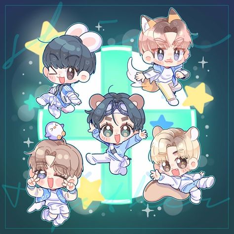 Txt Chibi Wallpaper, Txtzy Fanart, Tomorrow X Together Fanart, Txt Fanart Wallpaper, Txt Chibi Fanart, Txt Fanart Cute, Txt Chibi, Txt Art, Kpop Chibi