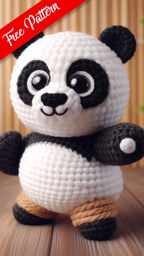 Po from Kung Fu Panda Amigurumi Bulborb Crochet, Free Panda Crochet Pattern, Crochet Panda Pattern Free, Free Pattern Crochet Amigurumi, Panda Amigurumi Free Pattern, Amigurumi Panda, Disney Crochet Patterns, Crochet Toys Free, Easy Crochet Animals