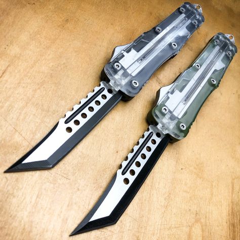 Delta Tanto OTF Auto Knife Clear TOP Transparent Otf Knife Mechanism, Fantasy Dagger, Tactical Pocket Knife, Automatic Knives, Glass Breaker, Clear Top, Knife Collection, Pocket Knives, Tactical Gear