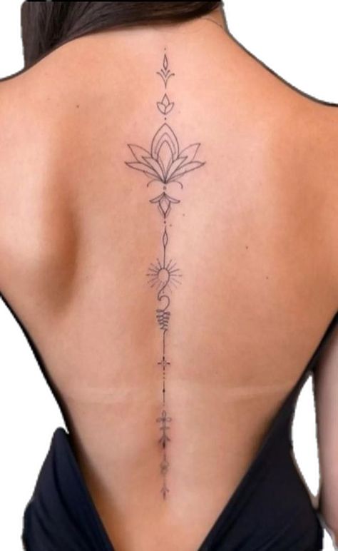 Feminine Back Tattoos, Flower Spine Tattoos, Tato Minimal, Tattoos For Women Flowers, Muster Tattoos, Writing Tattoos, Spine Tattoos For Women, Discreet Tattoos, Spine Tattoos