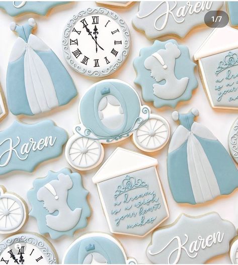 Cinderella Decorated Cookies, Cinderella Cookies Decorated, Disney Princess Sugar Cookies, Cinderella Cookies, Cinderella Clipart, Banner Inspiration, Winter Wonderland Cake, Bridal Cookies, 2nd Birthday Party For Girl