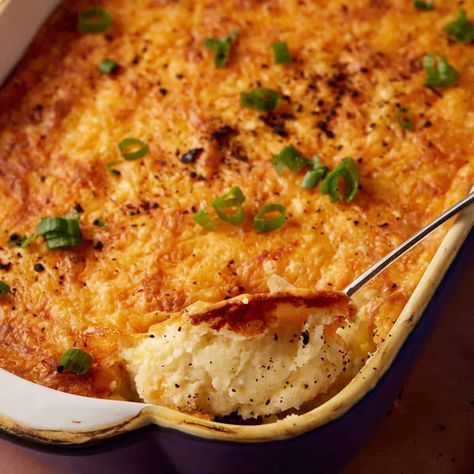 Twice Baked Mashed Potatoes Baked Mashed Potato Casserole, Mashed Potatoes With Cheese, Twice Baked Mashed Potatoes, Potatoes With Cheese, Thanksgiving Potatoes, Baked Mashed Potatoes, Twice Baked Potato, Sweet Potato Casserole Easy, Potluck Side Dishes