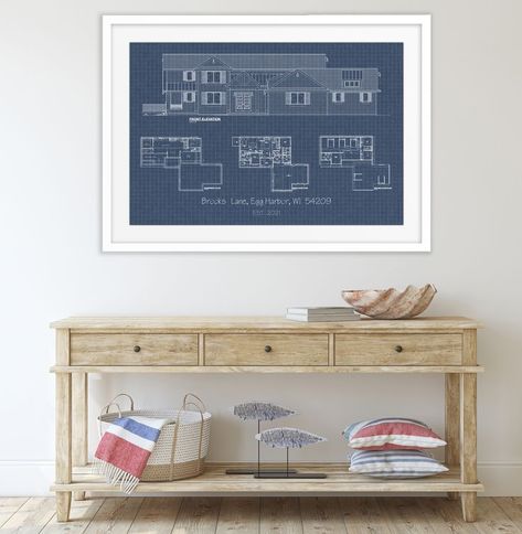 Personalized  Blueprint Art of your home or new house!  Send us pictures or floor plans and we do the rest! Framed Blueprints House Plans, Framed House Plans Wall Art, Housewarming Gift Ideas, House Plans With Pictures, Blueprint Pictures, Blueprint Art, 16x20 Frame, First House, Realtor Closing Gifts