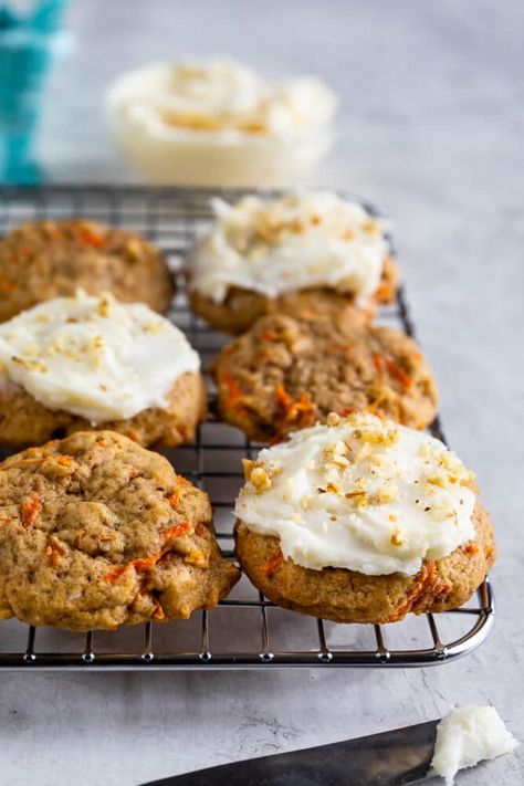 Carrot Cake Cookies taste just like carrot cake but better because they are individual cookies that are so easy to make and even easier to share! Carrot Cake Cookies Recipe, Cookies With Cream Cheese Frosting, Carrot Cake Loaf, Cookies With Cream Cheese, Crazy For Crust, Carrot Cookies, Easy Carrot Cake, Carrot Cake Cookies, Carrot Muffins