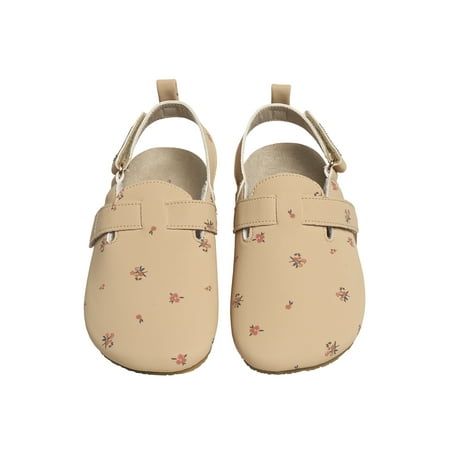 Adorable clogs for your little girl are the perfect way to complement fashionable and fun outfit. Featuring a strap for for simple removal, shell love how comfortable and cute they are. Details add a splash of style, while the durable rubber outsole ensures these shoes are designed to last. Includes one pair of clogs. Size: 5.  Color: Beige.  Gender: female.  Age Group: toddler. Toddler Birkenstocks, Girls Clogs, Fairy Party, Toddler Girl Shoes, Toddler Fun, Floral Shoes, Casual Loafers