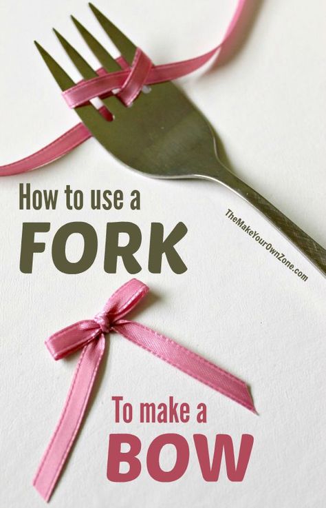 Use A Fork - To Make A Bow! - The Make Your Own Zone How To Tie A Bow With A Fork, Fork Bow, Fork Crafts, Make A Bow, Perfect Bow, Bows Diy Ribbon, Diy Christmas Wreaths, Card Making Tips, Tiny Bow