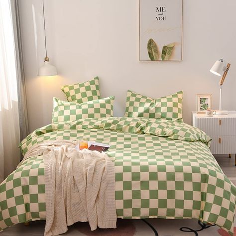 PRICES MAY VARY. 【High Material】: High quality cotton with soft ultra microfiber inner fill. Super soft, hotel quality, durable, breathable, and machine washable. 【3Pcs Sage Green Grid Comforter Sets】 : 1 x twin comforter ( 68" x 90") + 2 x standard pillowcases ( 20" x 26"). 【Sage Green Checkered Pattern】: Simple sage green white plaid grid geometric pattern, not only make you feel more relax and comfortable life, but also well match any kinds of decoration styles. The rust plaid comforter set i Checkered Comforter, Grid Comforter, Plaid Bed, Bedding Comforter Sets, Bed Comforter, Bedding Comforter, Green Checkered, White Grid, Comforter Set