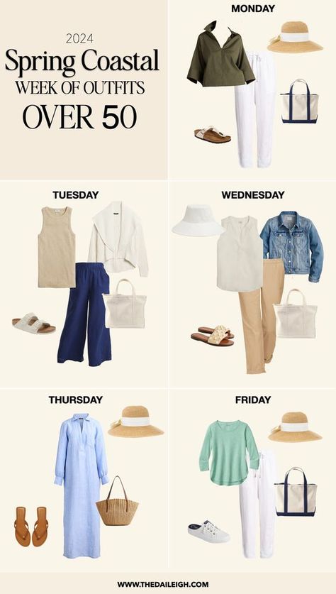 What to wear in spring over 50, coastal spring outfit ideas Summer Outfits Over 50 Casual Classy, Women Wardrobe Basics, Wardrobe Basics List, Wardrobe Staples For Women, Coastal Clothing, Wardrobe Basics For Women, Classic Wardrobe Basics, Essentials Wardrobe, Wardrobe For Women