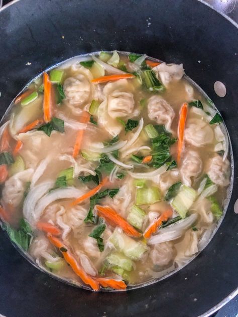 Homemade 15 Minute Wonton Soup – The A Word Blog Quick Lunch Meal Prep, Wonton Soup With Frozen Wontons, Frozen Wontons, Pot Stickers, Quick Lunch, Lunch Meal Prep, Quick Lunches, Shredded Carrot, Garlic Paste