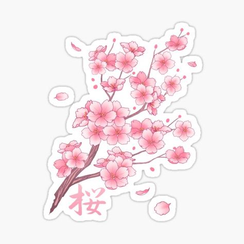 Sakura Stickers Blossoms, Printable Stickers Flowers, Stickers Rosa, Sakura Stickers, Sketch Cloud, Sakura Design, Funny Laptop Stickers, Chinese Flower, Bullet Journal Diy