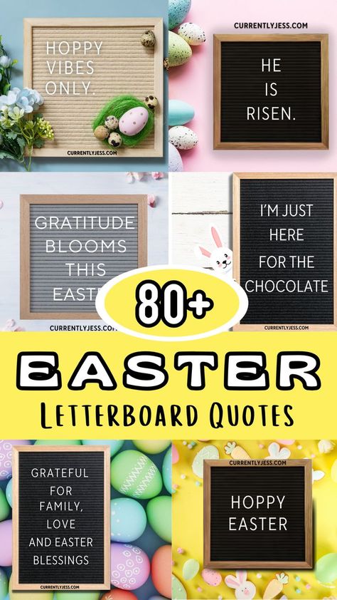 Hop into Easter with these adorable, funny, and heartfelt letter board quotes! Discover inspiring Easter messages perfect for home decor, greeting cards, and celebrations. From resurrection joy to family togetherness to some funny options, find your Easter spirit with our curated collection! #EasterQuotes #LetterBoardIdeas #EasterDecor #ResurrectionSunday #FamilyCelebration #SpringInspiration #EasterJoy Easter Sayings For Letter Boards, Spring Board Quotes, Easter Word Boards, Easter Message Board Quotes, Easter Sign Ideas, Easter Felt Board Quotes, Spring Message Board Quotes, Easter Letterboard Quotes Funny, Spring Sayings For Letter Boards