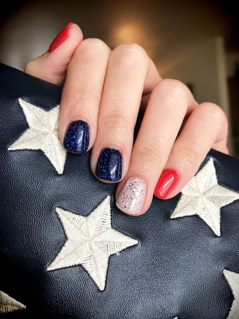 Patriotic Nails Design, Patriotic Nails, Nail Collection, Fourth Of July Nails, Nails Sparkle, July Ideas, 4th Of July Nails, July Nails, Nails Manicure