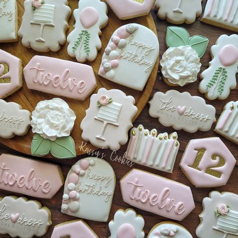 Kassy's Cookies on Instagram: “Happy 12th Birthday @thedressmedina 💕 . . . . #birthday #happybirthday #birthdaycookies #thedress #celebrate #bride #bridetobe #wedding…” 12 Birthday Cookies, 13th Birthday Cookies Decorated, 13th Birthday Cookies, Bday Cookies, Cutout Cookie, Happy 12th Birthday, 12 Birthday, Teenager Birthday, Boho Birthday