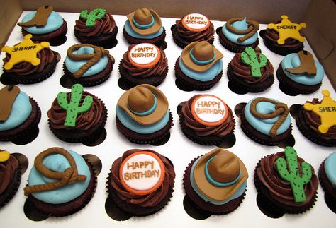 Cowboy Cupcakes by Cutie Cakes WY, via Flickr 1st Rodeo Birthday Cupcakes, Cowboy Cakes For Boys, Western Theme Cupcakes, Jack Oconnell, Cowboy Cupcakes, 1st Rodeo, Cowboy Cakes, Cowboy Theme Party, Western Birthday Party