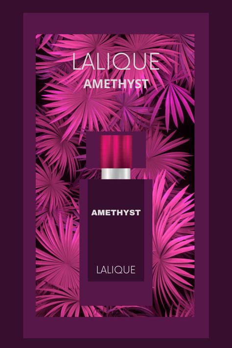 Amethyst by Lalique is a Floral Fruity fragrance for women. Amethyst was launched in 2007. The nose behind this fragrance is Nathalie Lorson. Top notes are Black Currant, Blackberry, Blueberry, mulberry and Big Strawberry; middle notes are Pepper, Peony, Rose and Ylang-Ylang; base notes are Musk, Woody Notes and Bourbon Vanilla. lalique perfume/digital artwork design by PGupet Big Strawberry, Lalique Perfume, Perfume Aesthetic, Aesthetic Logo, Logo Quotes, Fruity Fragrance, Peony Rose, Black Currant, Woody Notes