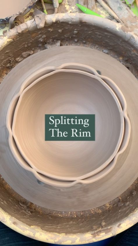 Hope Kathleen Limyansky-Smith | 🌸Splitting The Rim🌸 A fun way to make your work look ✨fancy✨ I do not recommend this for soup bowls- this rim will be difficult to clean! … | Instagram Split Rim Pottery, Pottery Turning, Pottery Tutorials, How To Make Ceramic, Pottery Plant Pot, Ceramics Pottery Bowls, Clay Inspo, Pottery Lessons, Wheel Thrown Ceramics