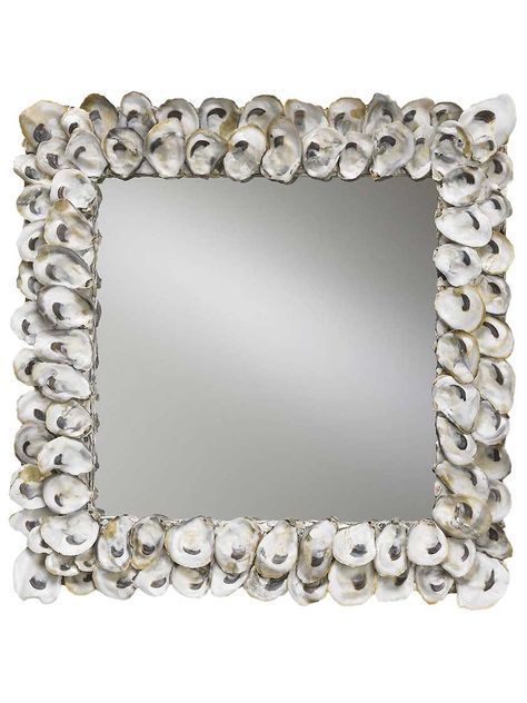 Oyster Mirror, Oyster Shell Mirror, Natural Mirror, Shell Mirrors, Natural Mirrors, Oyster Shell Crafts, Shell Mirror, Mirror House, Shell Crafts Diy