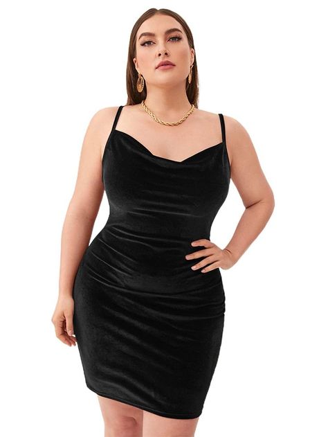 Sexy Plus Size Dress for Women Velvet Spaghetti Strap Cowl Neck Cocktail Party Club Goth Mini Bodycon Dress Plus Size Club Dress, Velvet Pattern, Velvet Bodycon Dress, Velvet Cocktail Dress, Vestido Plus Size, Dress Occasion, Dress Shirts For Women, Daily Dress, Summer Fashion Outfits