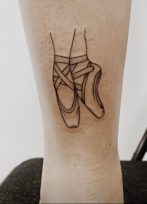 Ballerina Tattoo Ideas, Ballet Slipper Tattoo, Pointe Shoe Tattoo, Ballet Tattoo, Ballet Tattoos, Ballerina Tattoo, Shoe Tattoos, Tattoos Inspo, Tattoos Simple