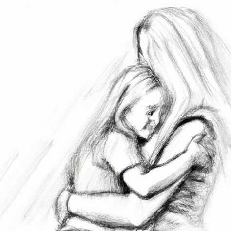 Toxic Mother Daughter Relationship Art, Mother And Daughter Hugging Drawing, Mom And Daughter Sketch Drawing, Mother And Daughter Art Drawing, Mother Hugging Daughter Drawing, Mom Hugging Daughter Drawing, Hug Day Drawing, Mother And Daughter Aesthetic Drawing, Mother Daughter Drawing Sketches