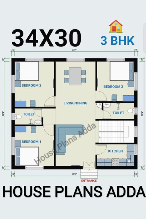 Tiny house design and small house plan with 3 bedrooms 3bhk House Plan 1500sqft, 3d House Plans 3bedroom Indian, Small House Layout Plan, 3 Bhk House Plan, 10 Marla House Plan, Haidar Ali, 20x40 House Plans, 30x40 House Plans, Single Floor House Design