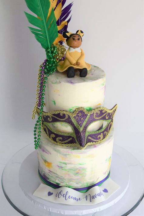 Mardi Gras Theme Birthday Cake, Mardi Gras Themed Cake, Mardi Gras Cake Ideas, Mardi Gras Baby Shower Theme, Mardi Gras Birthday Cake, New Orleans Cake, Grass Cake, Mardi Gras Cake, Pastel Baby Shower