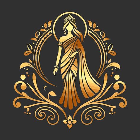 Vector saree with women figure clothing ... | Premium Vector #Freepik #vector #woman #fashion #beauty #boutique Logo For Clothes Shop, Saree Shop Logo, Saree Logo Design Ideas, Boutique Logo Design Clothing, Pageant Logo, Logo Design For Clothing, Fashion Designer Logo, Logo Ideas Creative, Crafting Logo