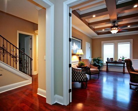 Cherry Red Hardwood Floors Living Room, Mobile Home Remodel Living Room, Brazilian Cherry Hardwood Flooring, Mobile Home Remodel, Small Basement Remodeling, Cherry Hardwood Flooring, Cherry Wood Floors, Ranch House Remodel, Cherry Floors