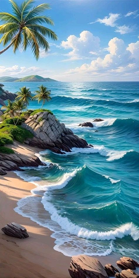 Scenic Pictures Landscapes, Summer Scenery, Beautiful Beach Scenes, Beach Scene Painting, Best Nature Wallpapers, Beautiful Ocean Pictures, Beautiful Nature Wallpaper Hd, Beautiful Landscape Photography, Ocean Pictures