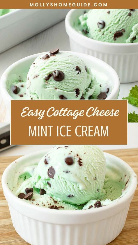 Indulge in a unique and refreshing treat with this homemade cottage cheese mint ice cream recipe. The creamy texture of cottage cheese perfectly balances the fresh mint flavor, creating a delightful dessert perfect for hot summer days. Follow this simple recipe to create a cool and creamy treat that will impress your taste buds. Whether you enjoy it on its own or paired with your favorite toppings, this cottage cheese mint ice cream is sure to become a new favorite in your summer dessert rotatio Recipes With Cottage Cheese Desserts, Ice Cream Made With Cottage Cheese, Cottage Cheese Recipes Snack, Mint Ice Cream Recipe, Cottage Cheese Ice Cream Recipe, Cottage Cheese Dessert, Low Calorie Pancakes, Cottage Cheese Ice Cream, Homemade Cottage Cheese