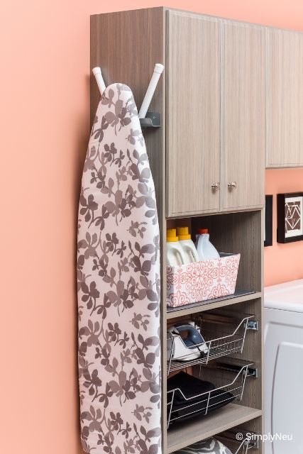 Hanging Ironing Board, Ironing Board Hanger, House Laundry Room, Ideas Closet, Closet Door Makeover, Ironing Boards, Dream Laundry Room, Laundry Room Layouts, Laundry Room Inspiration