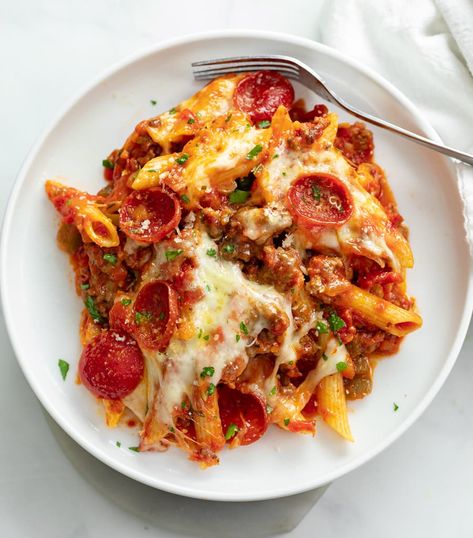 Pizza Pasta - The Cozy Cook Maternity Meals, Pizza Pasta Casserole, Pizza Pasta Recipe, Dinner 2023, Group Recipes, Cajun Chicken Recipes, Pasta Casserole Recipes, Easy Foods, Baked Pasta