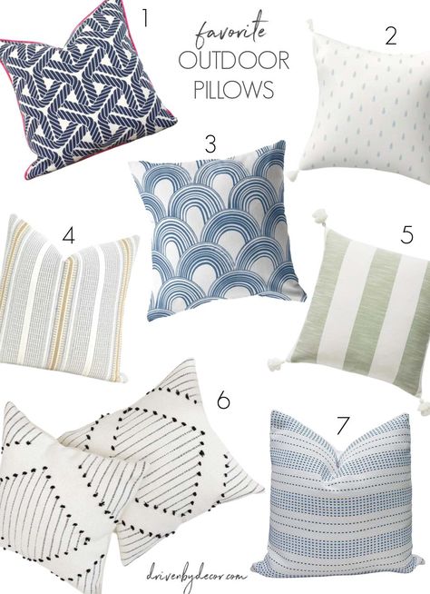 Outdoor Accent Pillows, Blue And White Outdoor Pillows, Outdoor Pillows Ideas Color Schemes Blue, Outdoor Throw Pillow Ideas, Patio Throw Pillows, Patio Pillows Outdoor Ideas, Outdoor Pillows Waterproof, Outdoor Pillow Combinations, Outdoor Throw Pillows Color Schemes