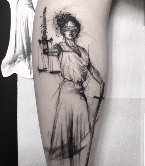 Lawyer Tattoo, Lady Justice Tattoo, Justice Tattoo, Venus Tattoo, Sketch Style Tattoos, Libra Tattoo, God Tattoos, Goddess Tattoo, Lady Justice