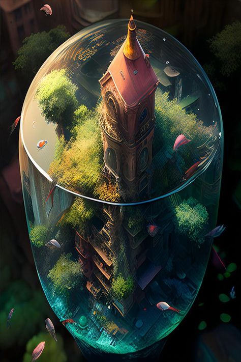 Bring the magic of a fantasy world to your home with our unique tower-shaped fish tank. Fantasy Fish Tank, Fantasy Aquarium, Fantasy Fish, Calming Images, Room Transformation, Fantasy Places, Beautiful Gif, Fantasy Art Landscapes, Fantasy Landscape