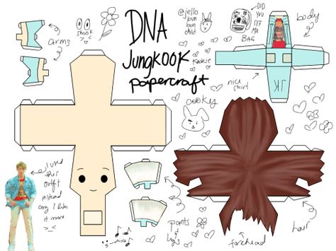 Bts Paper Craft, Paper Toys Diy, Bts Diy, Army Crafts, Kpop Diy, Paper Toys Template, Paper Doll Template, Papercraft Templates, Anime Crafts