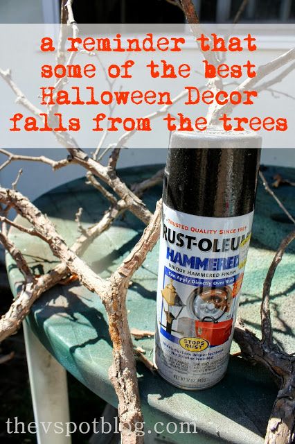 The V Spot: Black paint + everyday objects = Halloween Decor. Paint Halloween, Paint It Black, Halloween 2014, Spooktacular Halloween, Halloween 2015, Halloween Yard, Halloween Inspiration, Halloween Deco, Halloween Props