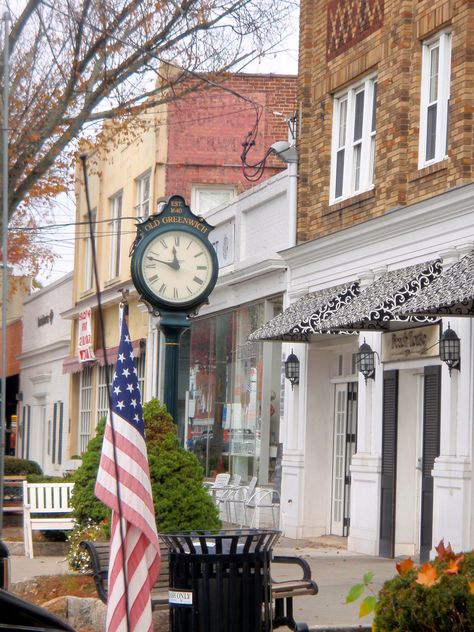 Visiting my Dad's hometown- Old Greenwich, CT Greenwich Ct Aesthetic, Profile Banner, Old Greenwich, East Coast Usa, Greenwich Connecticut, American City, 2024 Goals, Small Town America, Storefront Design