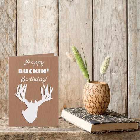 Happy Buckin' Birthday Hunting Card. 🎂🎈🧨⁠ Customize inside or leave as "HAVE A GREAT BUCKIN' DAY".⁠ ⁠ ~Link in BIO. ⁠ ⁠ #hunting #hunter #birthday #buckin  #hunt #outdoors #deer #deerhunting #gunsdaily #buck #zazzlemade Deer Hunting Birthday, Country Birthday Party, Cricut Birthday Cards, Hunting Birthday, Rustic Birthday, Country Birthday, Cricut Birthday, Birthday Cards For Boys, Bday Cards