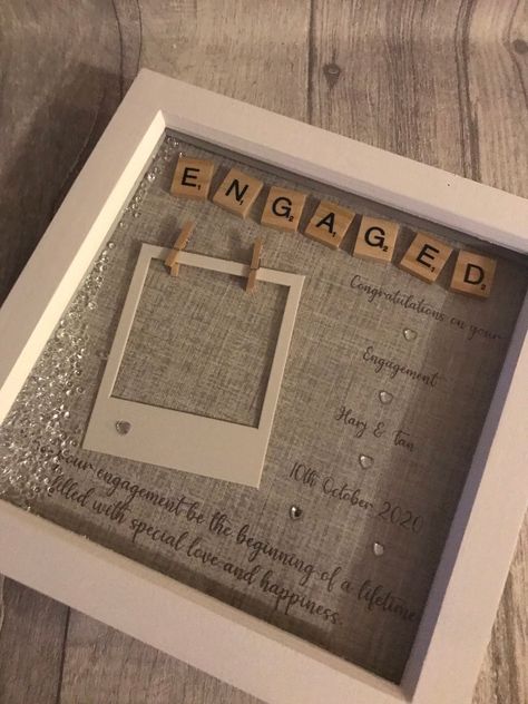 Excited to share this item from my #etsy shop: Personalised engagement Gift| Present for Engagement|Scrabble Art|Scrabble Frame, Box frame engagement gift #engagement #livingroom #shesaidyes #soontobemrmrs #engagementframe #handmadegift #specialcouplegift Engagement Gift Ideas For Friend, Engagement Frame Ideas, Engagement Present Ideas For Best Friend, Engagement Gift Ideas For Best Friend, Engagement Present Ideas, Baby Best Friends, Hamper Packaging, Scrabble Gifts, Gifts For Engaged Friend