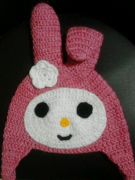 My Melody Hat, Hat Crochet, Crochet Beanie, My Melody, Crochet Hats, Crochet Patterns, Hats, Crochet, Pattern